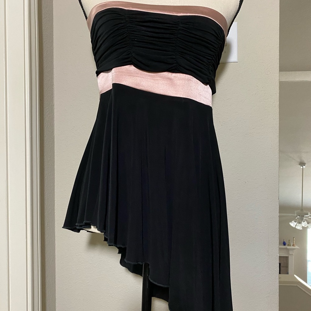 Bebe Black Strapless Asymmetrical Tunic